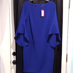 Vince Camuto Royal Blue Ruffle Sleeve Sheath Dress